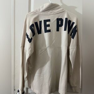 Pink Varsity Logo quarter button sweater size M